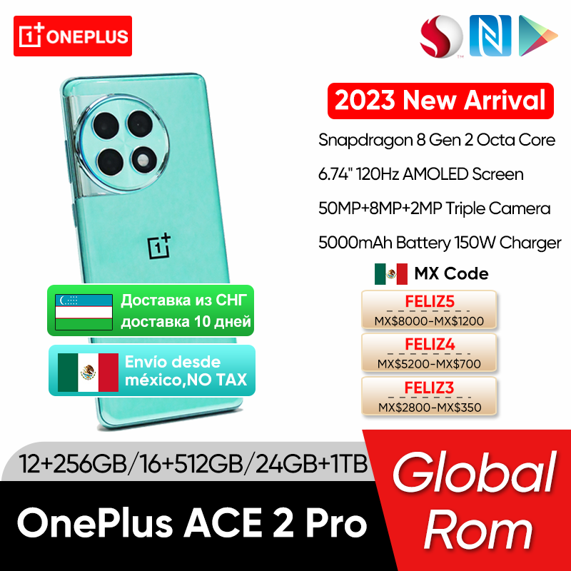 Versione CN Oneplus ACE 2 Pro 5G Snapdragon 8 Gen 2 6.74 ''120Hz schermo AMOLED 150W SUPERVOOC carica batteria 5000mAh