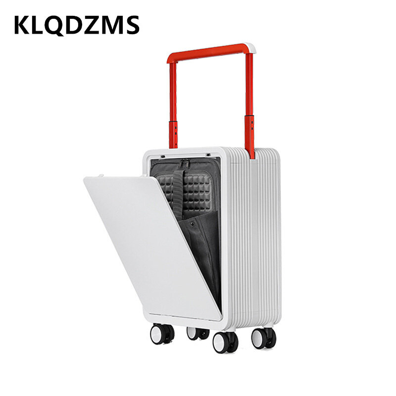 KLQDZMS 20 Inch High Quality Suitcase Front Opening Trolley Case with Laptop Boarding Box Universal Wheel Rolling Luggage