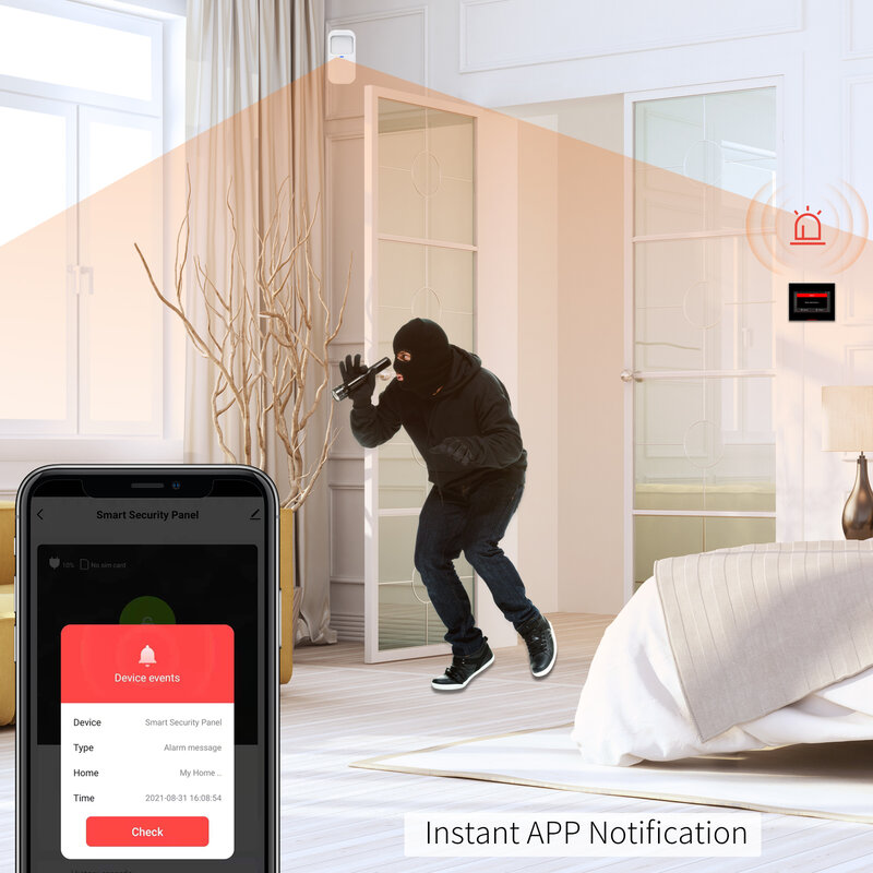 Staniot-Kits de sistema de alarma de seguridad para el hogar, kit de seguridad inteligente 4G con Wifi inalámbrico de 433MHz para garaje y residencias, compatible con la aplicación Tuya y Samrtlife