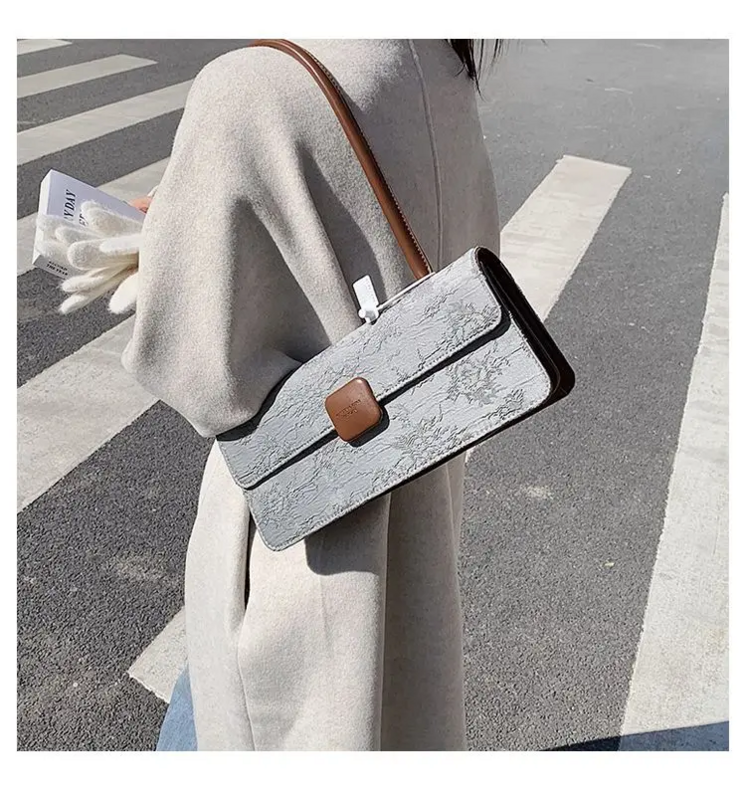 Элегантные французские сумки с принтом для женщин, шикарная винтажная дизайнерская дамская сумочка на плечо для офиса