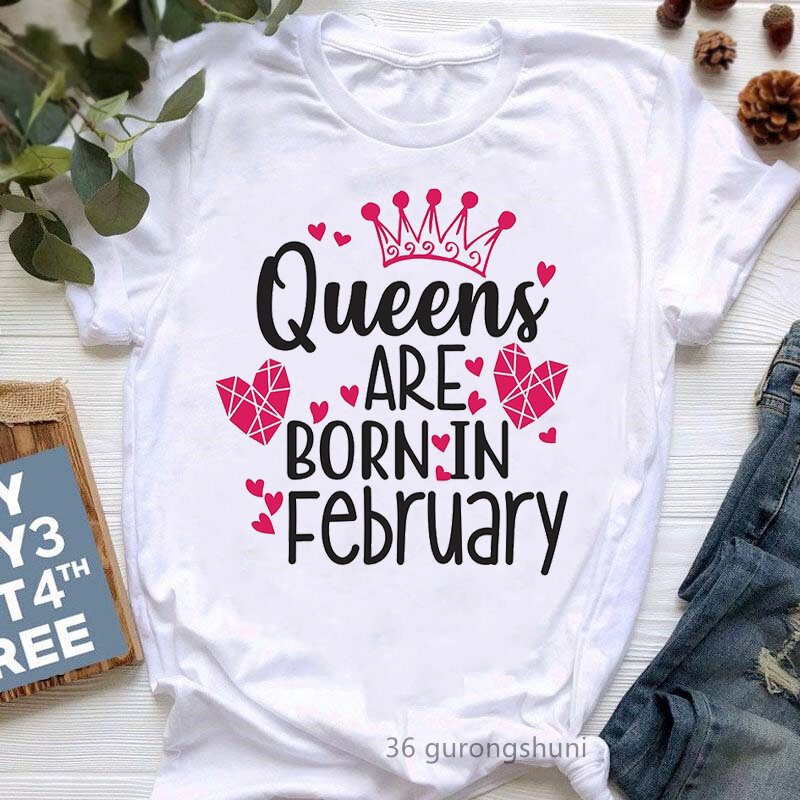 T-Shirt couronne d'amour pour Femme, vêtement imprimé, reine née en juin/mai/juillet, cadeau d'anniversaire, nouvelle collection 2022