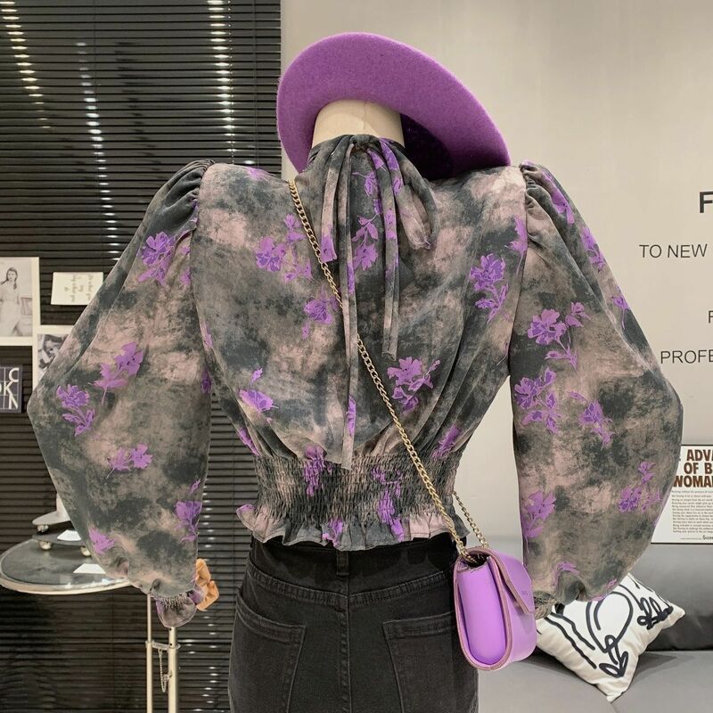 Ropa de moda para mujer, Tops de manga larga con estampado Floral, jerséis Vintage, novedad de 2024
