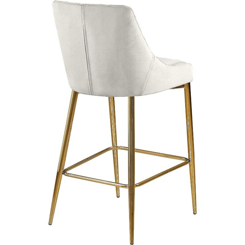 Muebles meridianos Karina Collection, taburete de mostrador tapizado de terciopelo contemporáneo con bartaburetes de Metal dorado pulido, Moderno