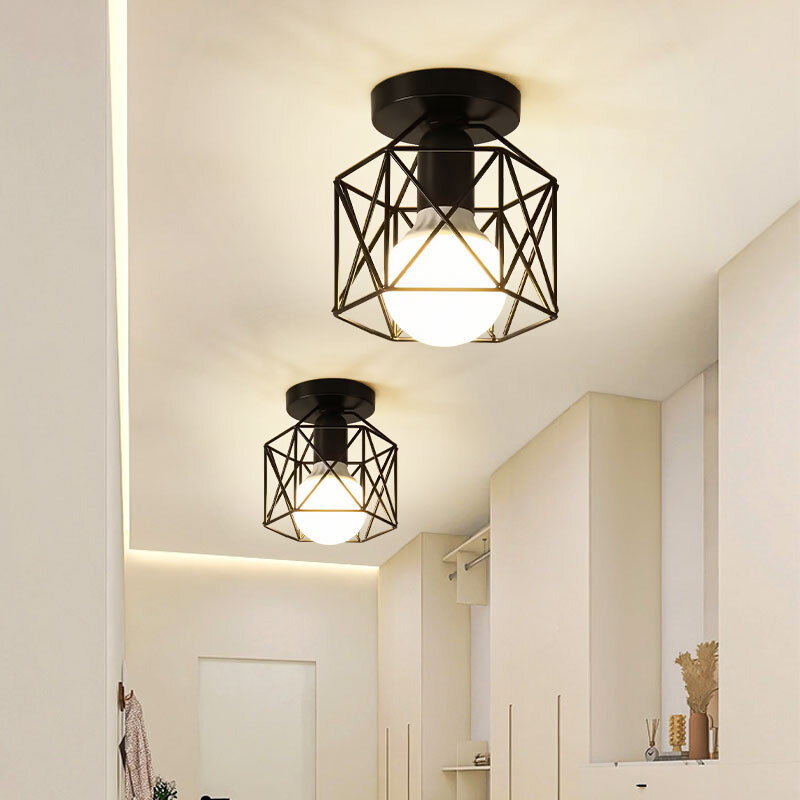 Indoor Retro E27 Ceiling Lamps for Corridor Aisle Interior Vintage Chandelier Lighting Ceiling Lights Fixture Decor for Bedroom