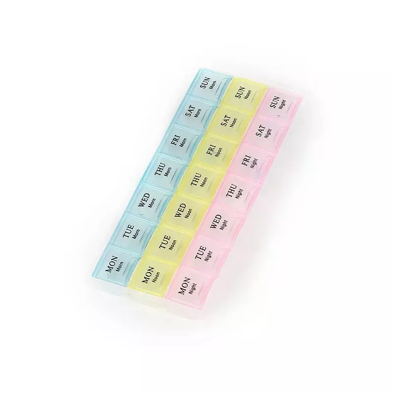 Portable Travel Pill Box Cases Organizer 7 Days 21 Grids 3 Times One Day with Large Compartments for Vitamins Medicine Fish Oils