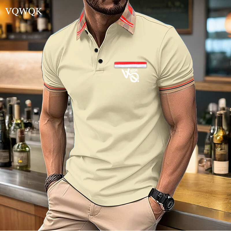 남녀공용 캐주얼 폴로 셔츠, VQWQK 인쇄, 텍스트, 이미지, 브랜드 개인 디자인, 통기성, 탑, 여름