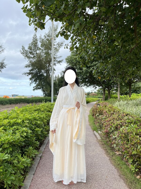 White Hanfu Long Dress Folk Dance Costume Chinese Traditional National Fairy Cosplay Costume Ancient Princess Stage Outfits