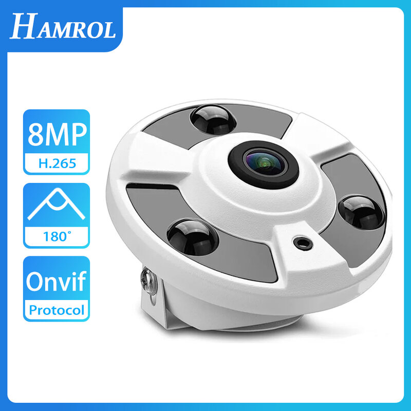 IP-камера с объективом «рыбий глаз», 4K, 8 Мп, 1,7 мм, 5 Мп, панорамная камера, Ultra HD, ONVIF, 180 градусов, аудио, ночное видение, 2 МП, камера видеонаблюдения