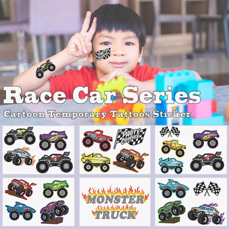 Наклейки-тату гоночные автомобили, Детские Мультяшные когнитивные игрушки, одноразовая фотография
