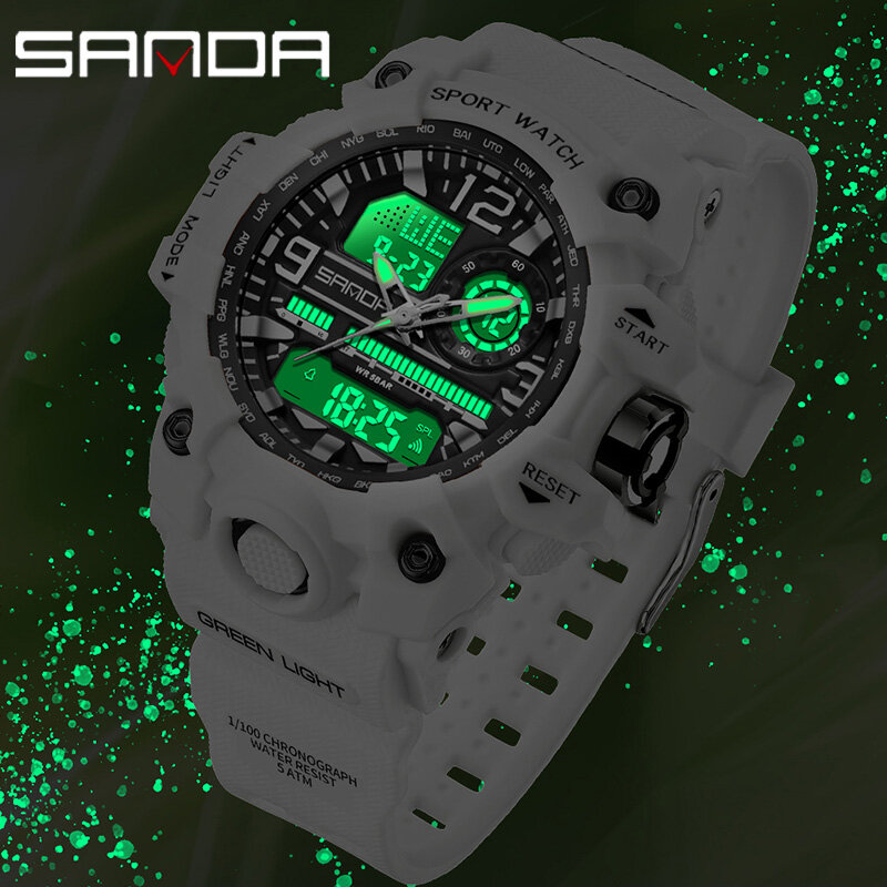 SANDA G 스타일 여성용 LED 디지털 스포츠 시계, 캐주얼 학생용 쿼츠 손목시계, 남녀공용 방수 어린이 손목시계
