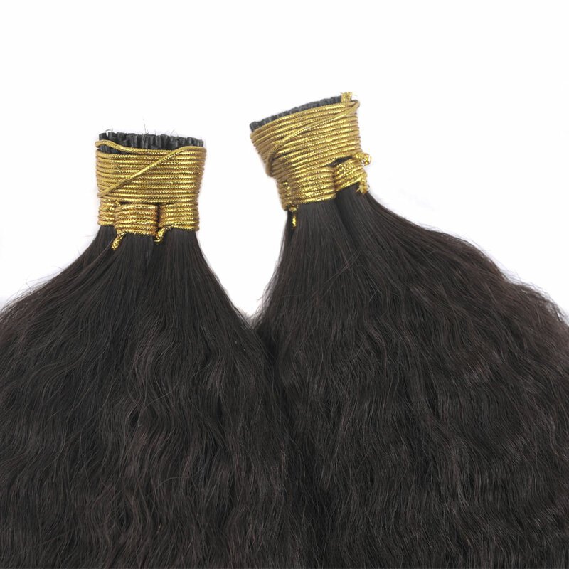Женские накладные волосы Yaki I Tip, бразильские курчавые прямые человеческие волосы, шелковые прессованные прямые салонные волосы Yaki 16-26 дюймов, 0,8 г/шт.