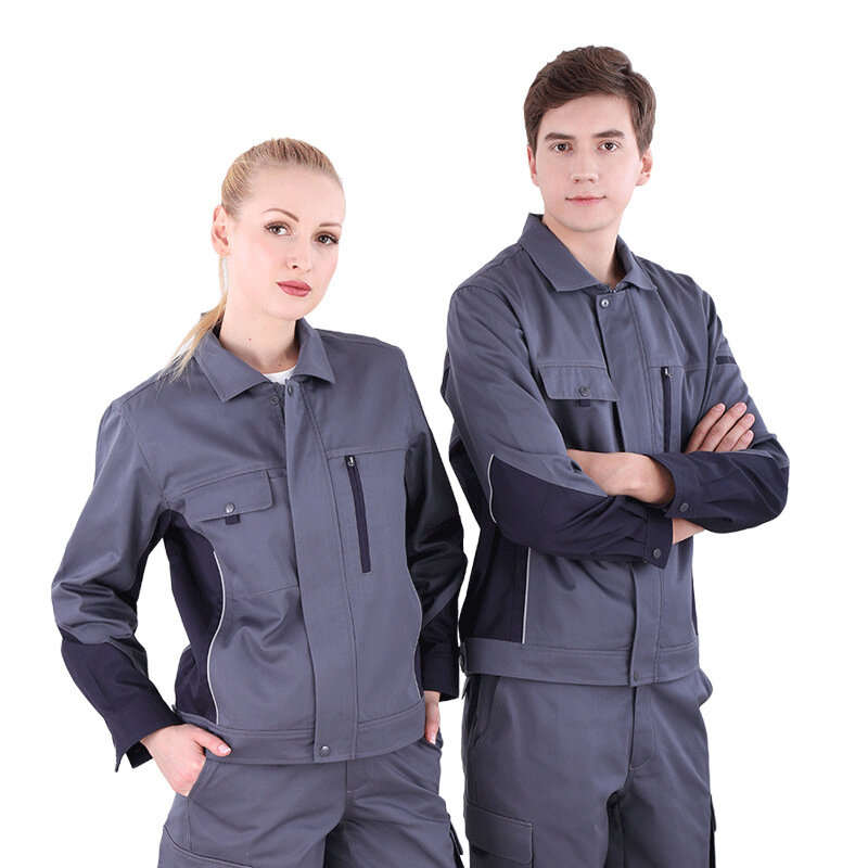 Kunden spezifisches Logo Mechaniker hemd Arbeits kleidung Jacke und Hose Arbeits kleidung setzt langärmlige anti statische esd Arbeits uniformen