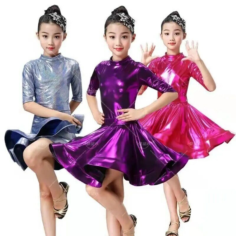 Girls Professional Latin Dancing Dress Kids Ballroom Salsa Dance Wear Clothing Children's Competitions Latin Stage Wear Clothes