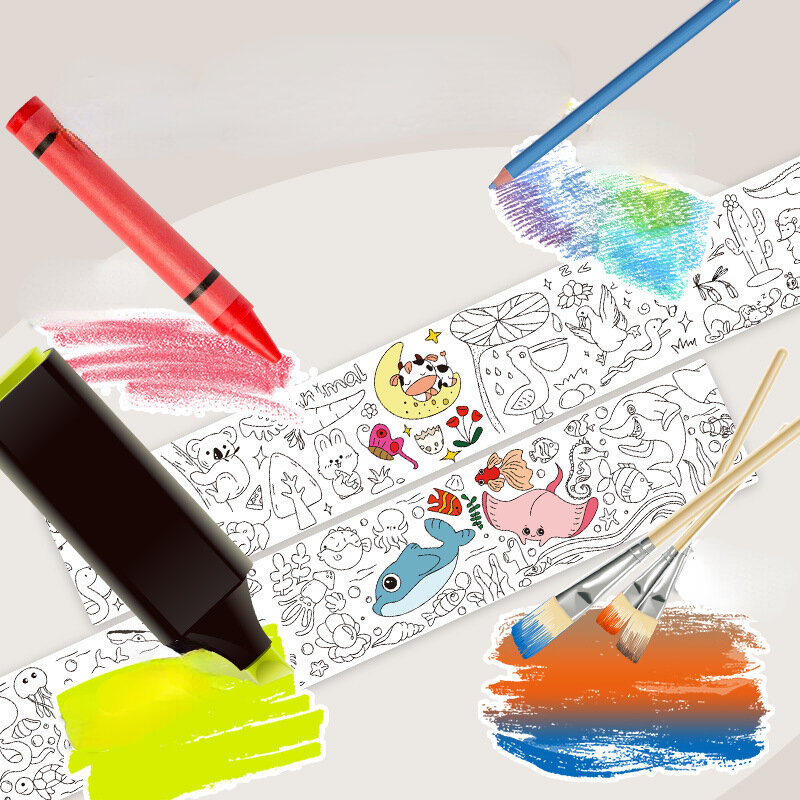 Kinderen Tekening Roll Diy Kleverige Kleur Vulling Kleurpapier Educatief Speelgoed Voor Kinderen Diy Schilderij Tekening Verjaardagscadeau