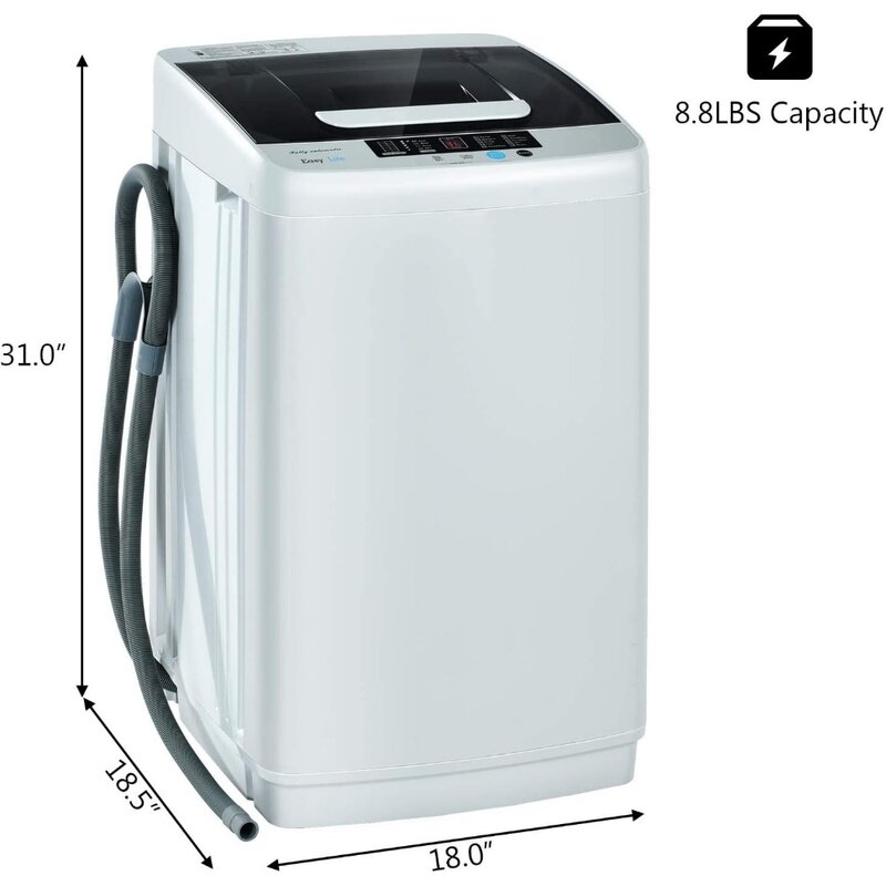 Waschmaschine, 2 in 1 voll automatisch tragbar, 1,04 cu. ft 10 Programme eingebaute Abfluss pumpe, Energie einsparung, Waschmaschine