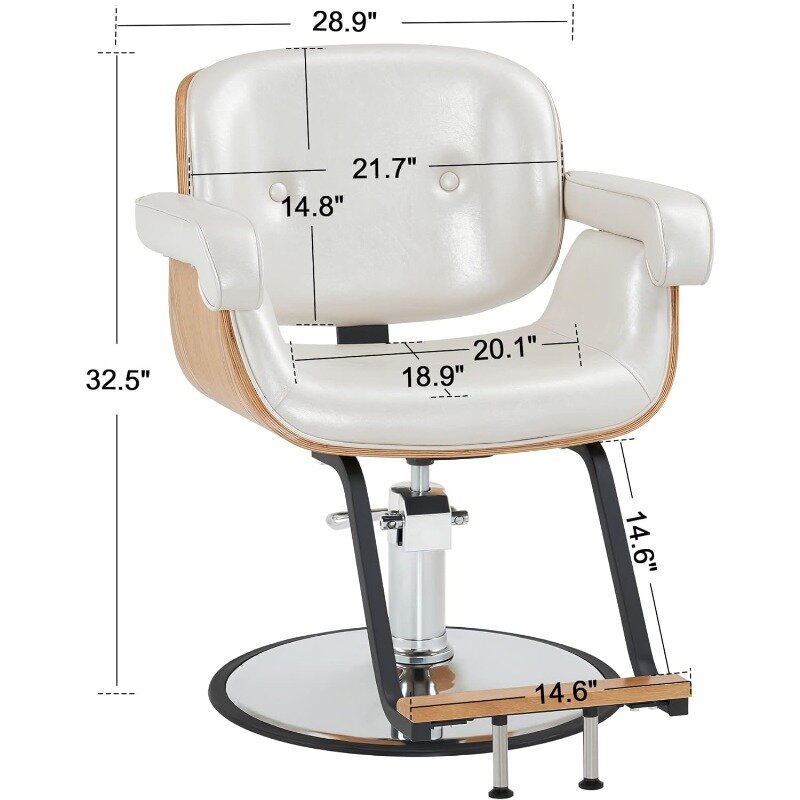 Barberpub-Cadeira de salão de madeira hidráulica clássica, Hair Styling Chair, Barbeiro, Beauty Spa, Champagne, M9262