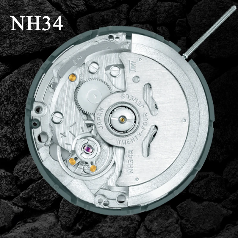 自動金属巻き腕時計,高精度,日本のnh34ムーブメント,新品およびオリジナル,24ジュエリー,nh34a r34 4 hands,gmt date