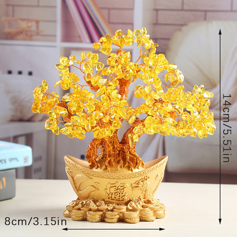 Lucky Money Tree lingotto d'oro cinese cristallo albero della fortuna ornamento ricchezza ornamento Home Office decorazione della tavola artigianato da tavolo