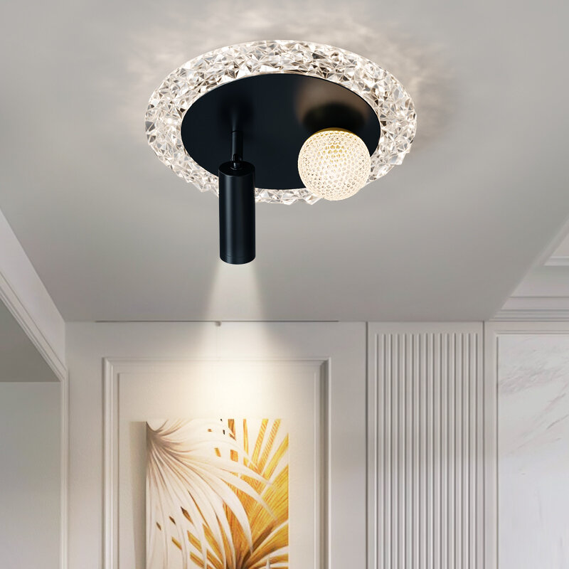 Spotlight illumination lamp corridor aisle light 2024 new light luxury crystal modern entrance ceiling light