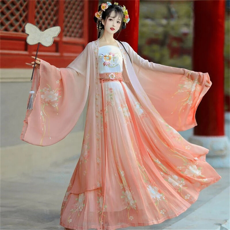 مجموعة فستان أسرة تانغ الصينية هانفو للنساء ، زي تنكري نسائي ، فستان صيفي ، ملابس تقليدية