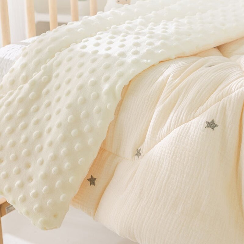 3-Layers Baby Blanket Thickened Warm Newborn Receiving Blankets with Dotted Back Drop Shipping