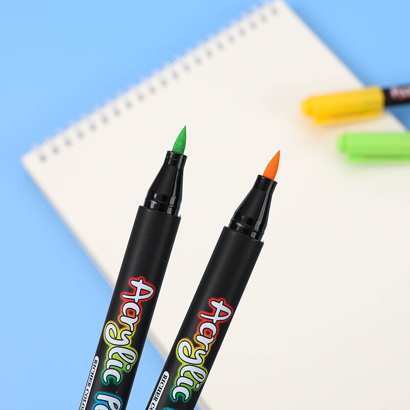 36สีสีอะคริลิคเครื่องหมายแปรงปากกาสำหรับผ้า Rock ภาพวาดปากกาเซรามิคแก้วผ้าใบ DIY การ์ดทำอุปกรณ์ศิลปะ