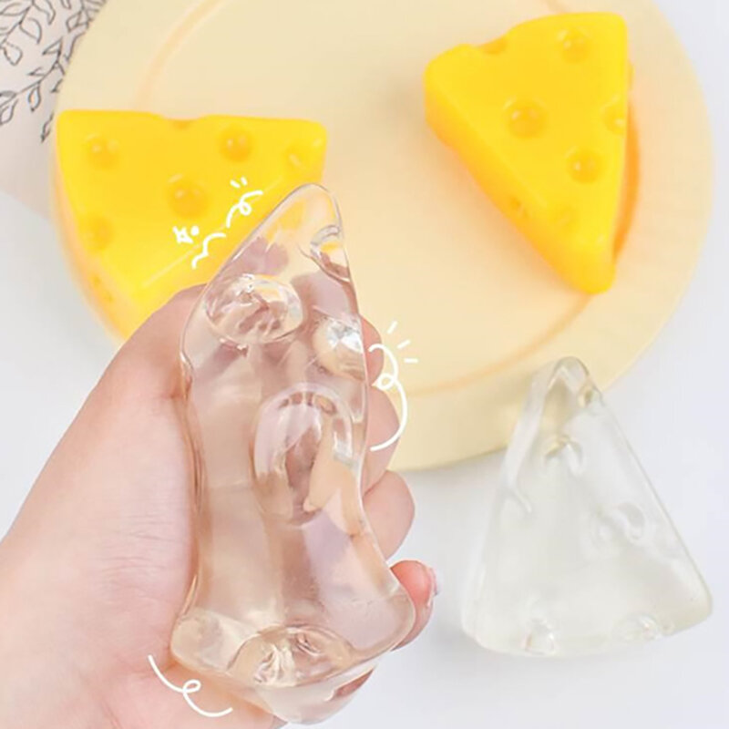 Simpatici giocattoli al formaggio Soft 3D Dessert Squeeze Party Relaxed Relief Squishies sensoriali Clear Toys Gift