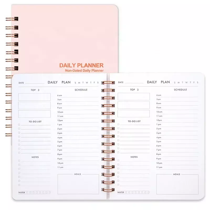Produk disesuaikan. Buku catatan dapat disesuaikan jurnal A4 Notebook cetak khusus A5 pengatur belajar perencana harian dengan Logo 2024