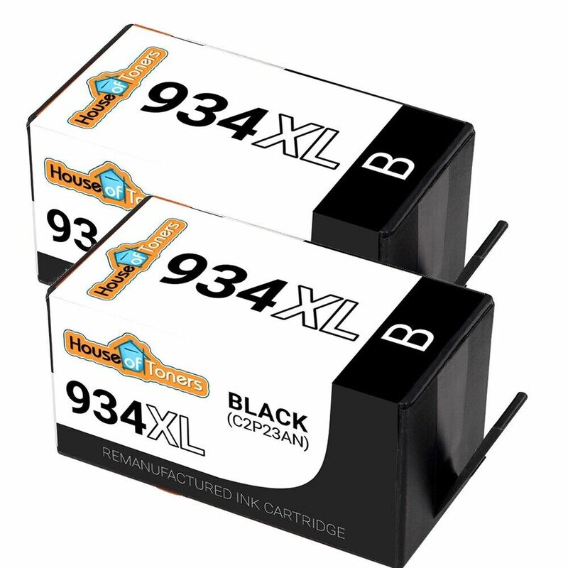 2 Pack # 934XL สีดำ (C2P23AN) ตลับหมึกสำหรับ HP Officejet 6812 6815