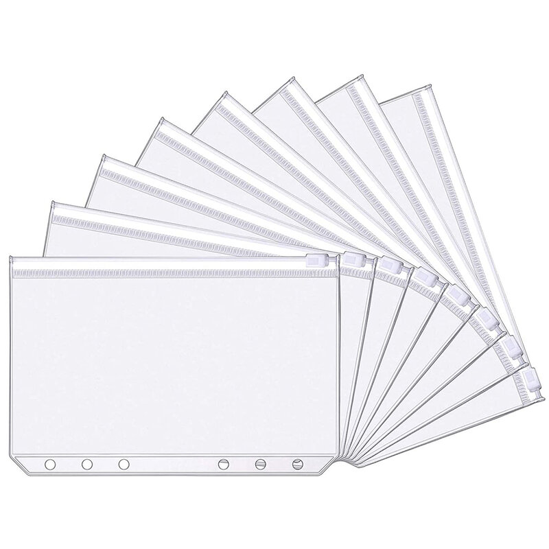 6 Lubang Kantong Pengikat Plastik Binder Folder Ritsleting Tahan Air Ritsleting Longgar Daun Tas Dokumen Notebook Kartu untuk A5 A6 A7