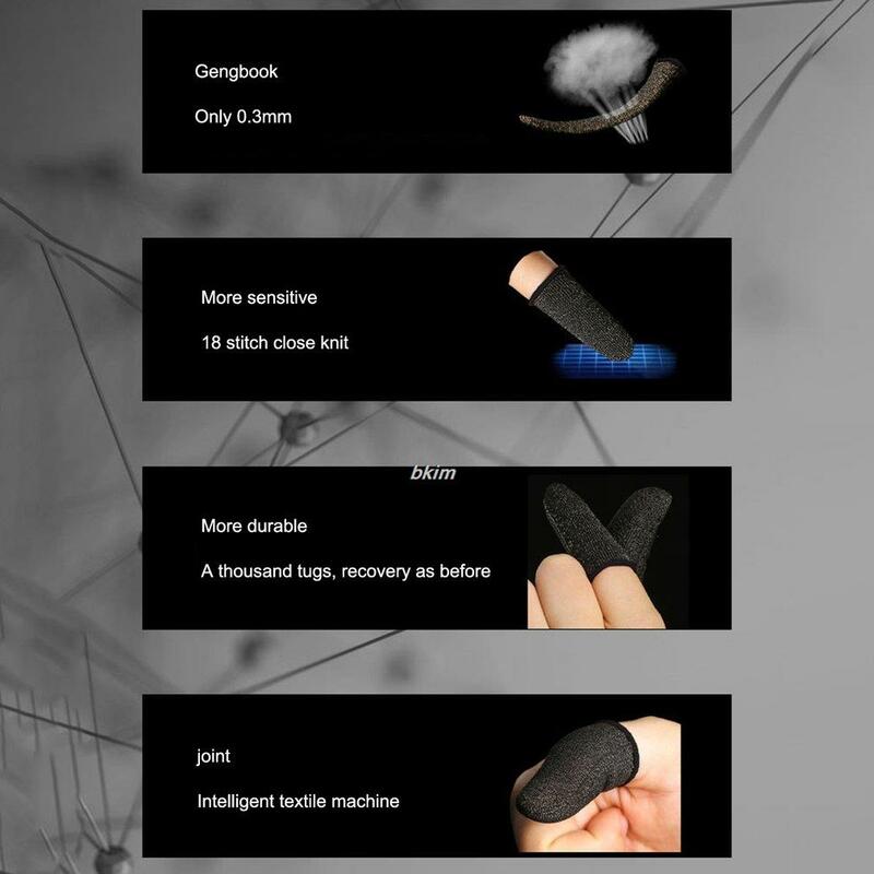 2 Pcs Anti-Slip Gaming Finger Cot 18-Pin คาร์บอนไฟเบอร์ Anti-เหงื่อลื่นสูงความไวเตียง Breathable แขน