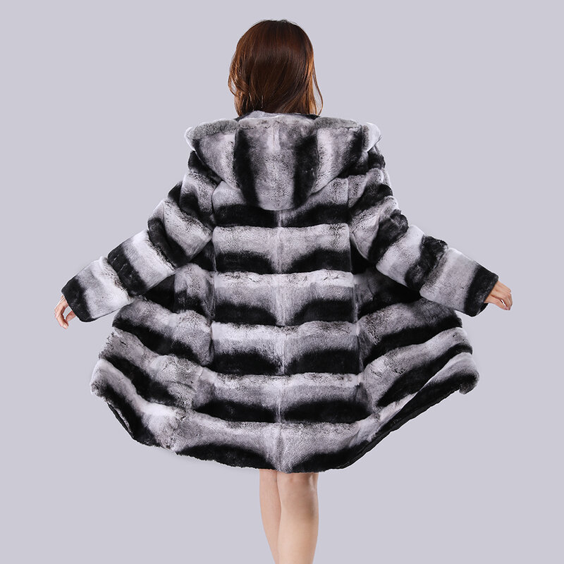 Winter New Woman Real Rex Rabbit Fur Coats Girls Warm Natural Fur Hooded Jackets 2024 Fashion Genuine Rex Rabbit Fur Outerwear
