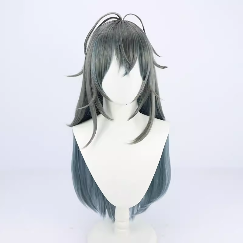 Lke Eveland Lang Haar Stijl Cosplay Pruik Synthetische Vezel Pruik Anime Vtuber Nijisanji Grey Blue Gradiënt Lang Haar + Pruik Cap