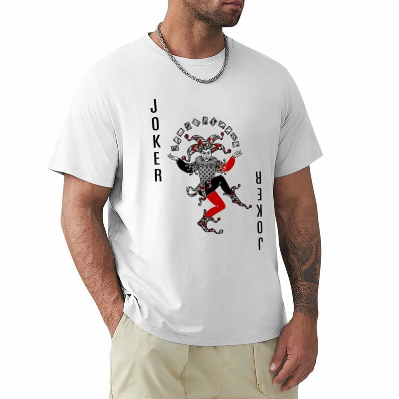컬러 조커 클래식 카드 데크 카지노 포커 티셔츠, 여름 탑 스포츠 팬 플러스 사이즈 탑, 남성용 무거운 무게추 티셔츠