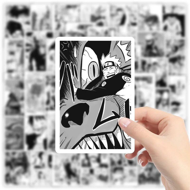 50 Stück schwarz-weiß japanische Comic-Poster-Serie Graffiti-Aufkleber geeignet für Laptop-Helme Desktop-Dekoration DIY-Aufkleber