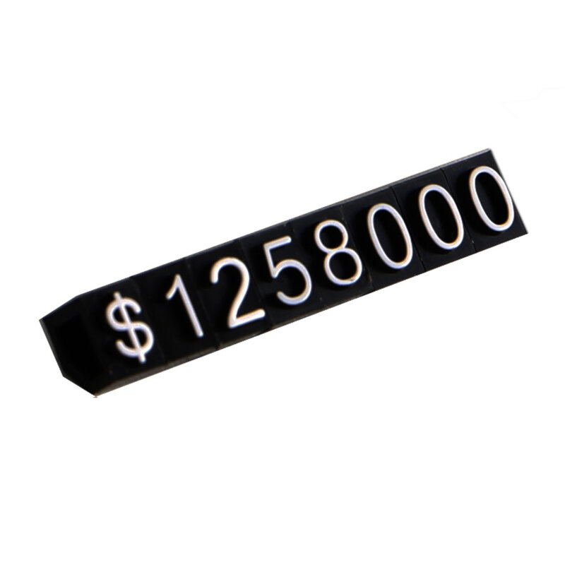 Black Bar White Number Letter Dollar Currency Pricing Cubes Retail Shop Jewelry Price Display Block Kit | Loripos