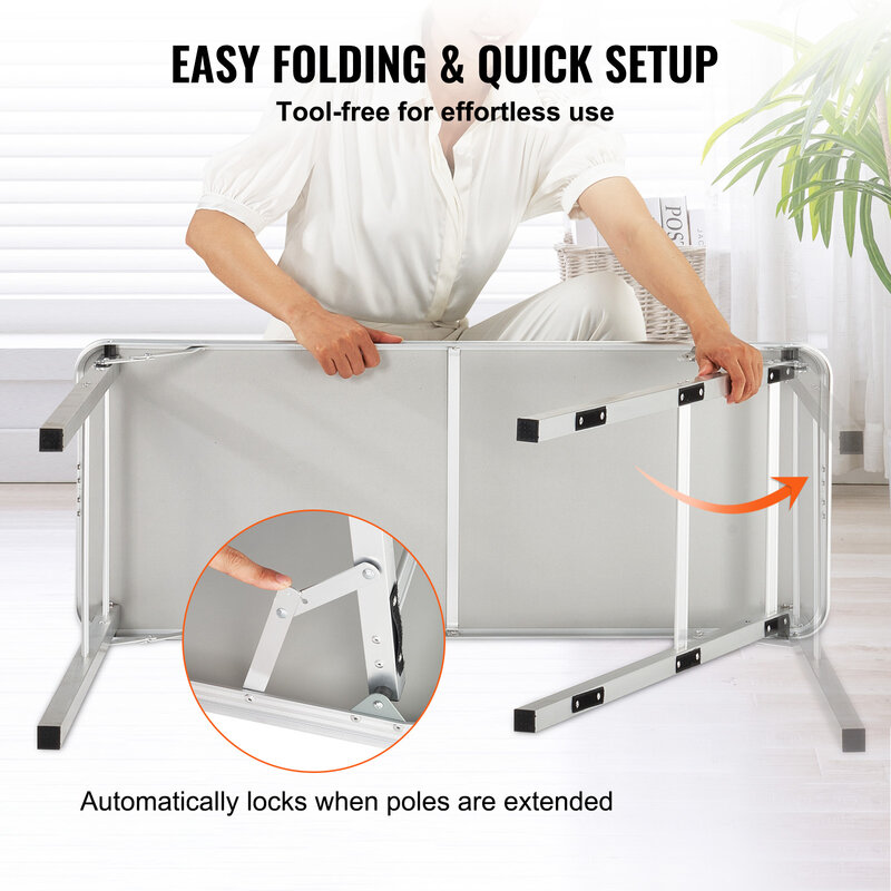 VEVOR-Folding Portable Bar Table, Exposição Piquenique, Exposição Partido, inclui estojo, prateleira de armazenamento e saia