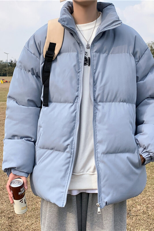 Giacca invernale da uomo parka addensare cappotto caldo colletto alla coreana da uomo tinta unita Casual parka moda uomo nuovo Streetwear maschile L17