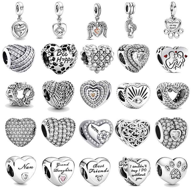 925 sterling silver angel love footprints pendant charms fit original Pandora bracelet charm beads necklace Diy female jewelry