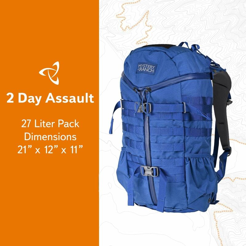 Mystery Ranch 2 Day Backpack - Tactical Daypack Molle Hiking Packs, 27L-kecil/menengah-Indigo