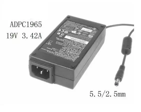Adaptador do poder adpc196-19 v 3.42a, tambor 5.5/2.5mm, iec c14