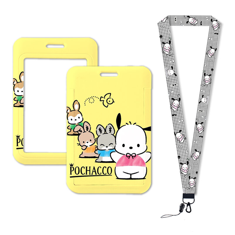 W Pochacco Lovely Girls Door Card Holders Neck Strap Keychain Women Credential Gift ID Badge Holder Lanyards Pendant