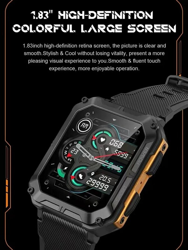 SENBONO-reloj inteligente C20Pro para hombre, accesorio de pulsera resistente al agua IP68 con llamadas, Bluetooth, modo de espera de 35 días, 123 modos de deporte, C20 Pro, 2023