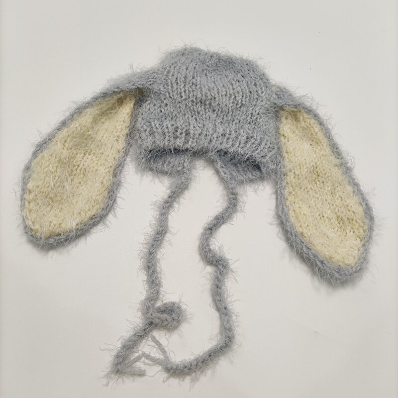 Шапка-Кролик для фотосъемки новорожденных, вязаная шапка, реквизит для студийной фотосъемки новорожденных, аксессуары для мальчиков и девочек, шапка с длинными ушками