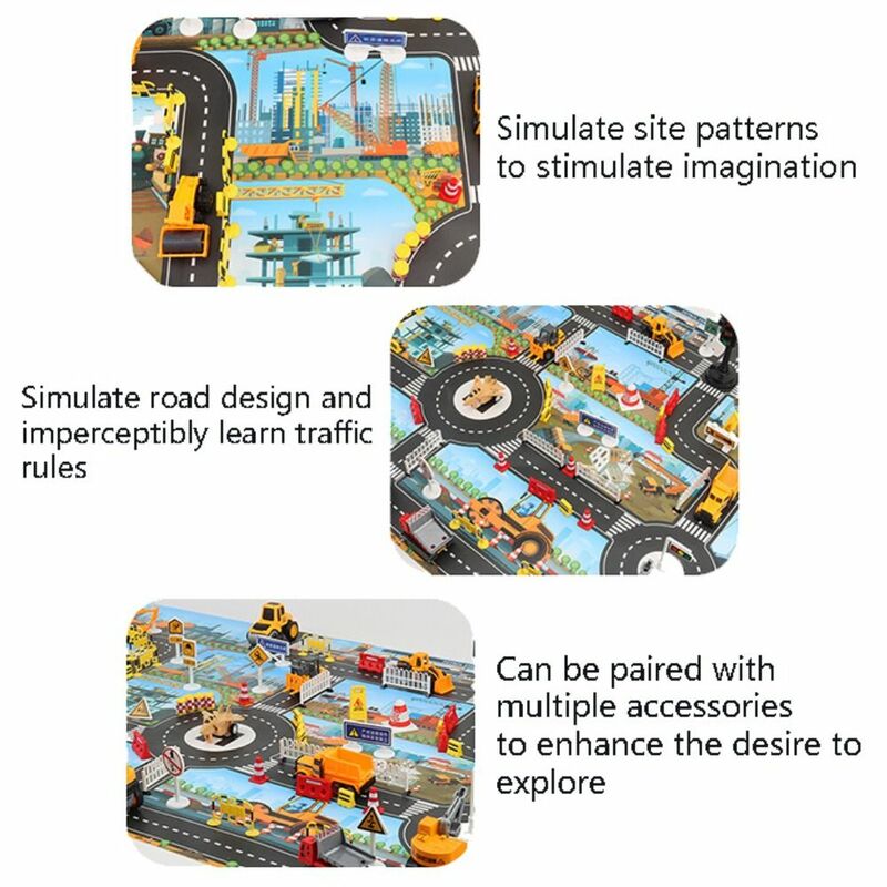 창의적인 아기 놀이 매트, 교통 자동차 지도, 어린이 장난감, 도시 주차장, 도로 카펫, 등반 장난감, DIY 액세서리
