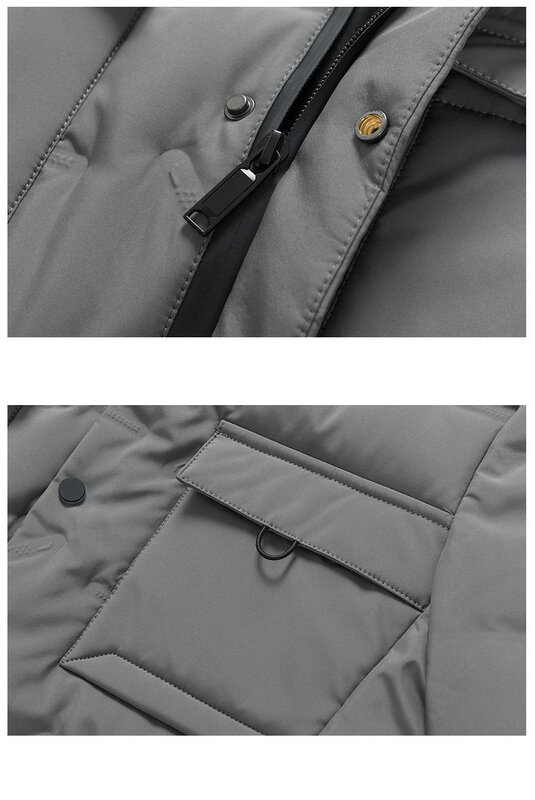 Пуховик мужской короткий со съемным меховым воротником, зимняя новая утепленная куртка на белом утином пуху, одежда для папы