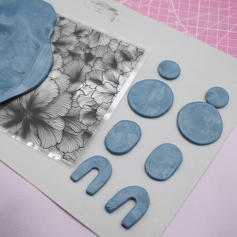 Lámina de sellos de textura de arcilla polimérica, estera de relieve, sello de prensa de impresión de pétalos de flores, fabricación de collares
