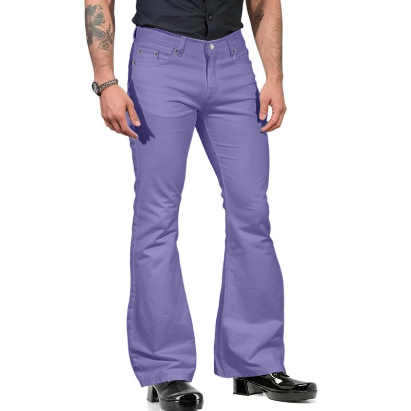 Pantalones de traje de bolsillo para hombre, pantalones casuales, pantalones elásticos, pantalones de campana, pantalones Rave, moda, Color sólido