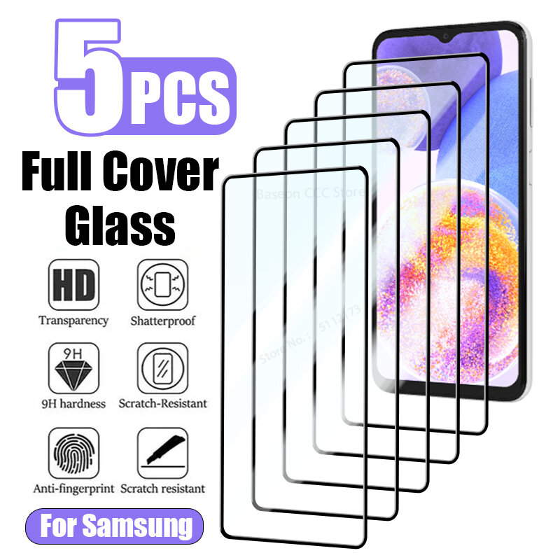 5 Stuks Full Cover Gehard Glas Voor Samsung A14 A13 A33 A 53 A 52S A73 S21 Fe 5G Screenprotector Voor Samsung S23 S22 Plus A 21S A72