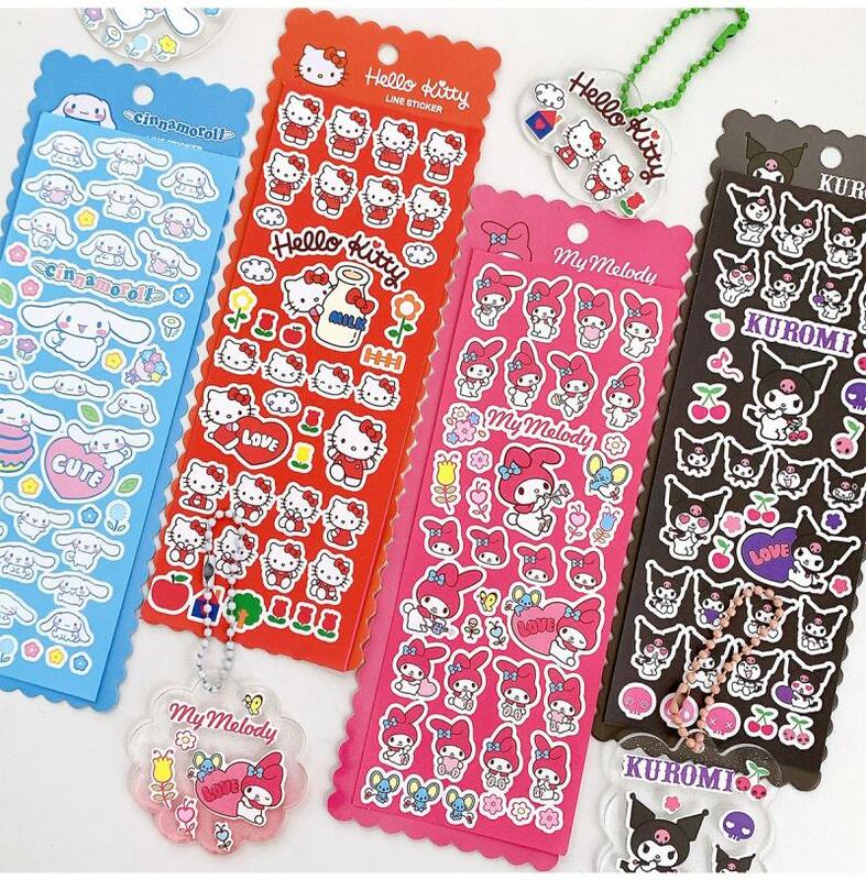 Kawaii śliczne Sanrio Kuromi Mymelody Cinnamoroll naklejka ręcznie konto Diy telefon komórkowy udekoruj prezent bożonarodzeniowy dla dziewczyny dla dzieci